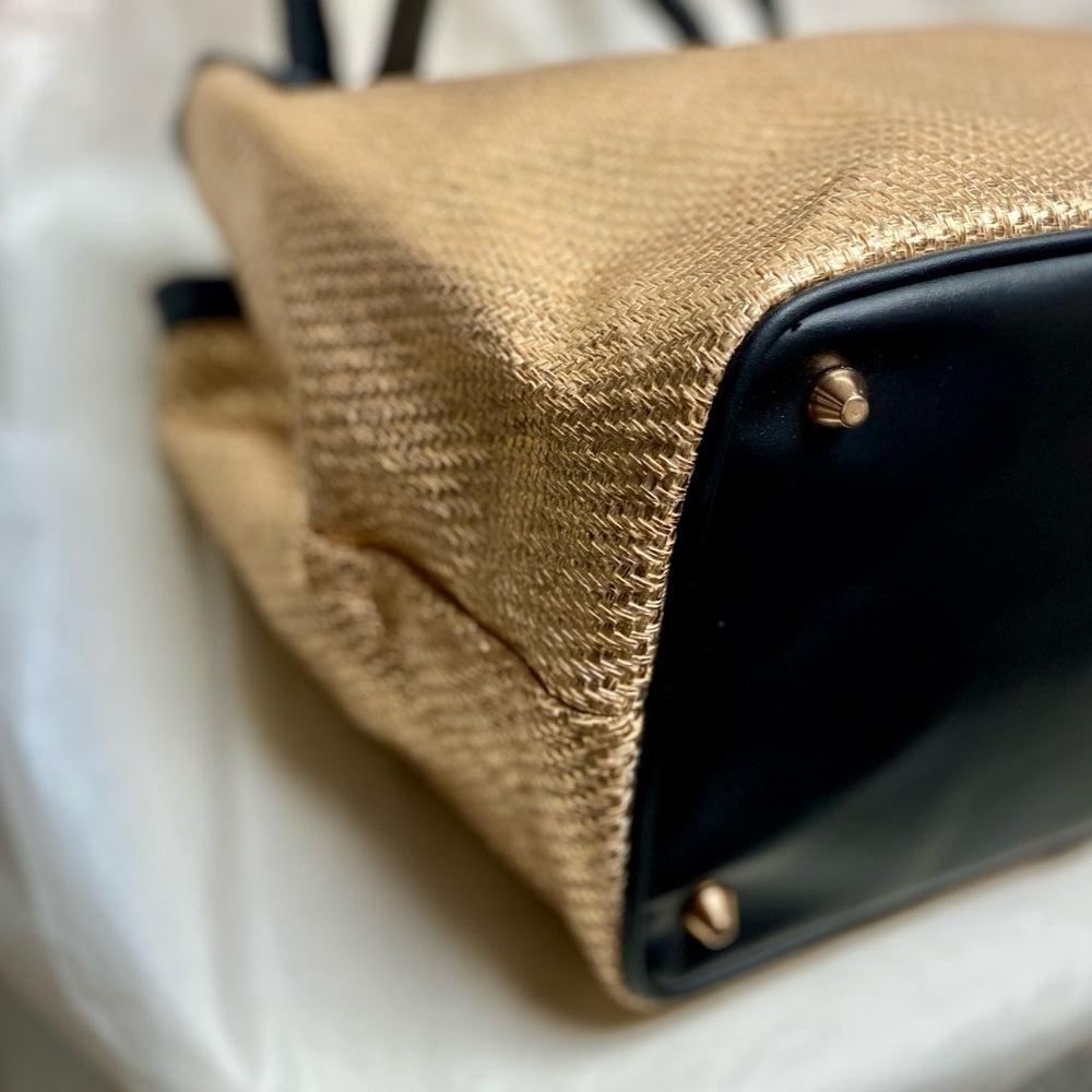 Versace, Rare, Large , Elegant Gold Hemp Tote 16in x 13in x 8.5in