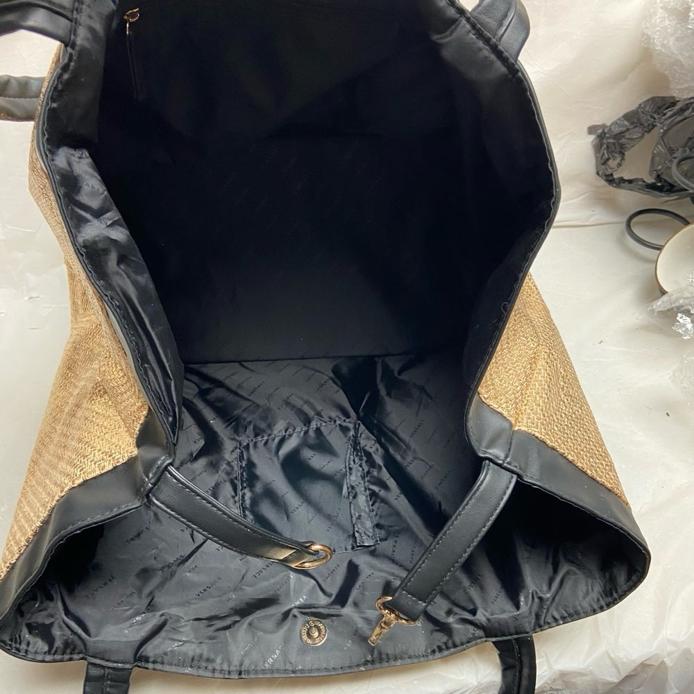 Versace, Rare, Large , Elegant Gold Hemp Tote 16in x 13in x 8.5in