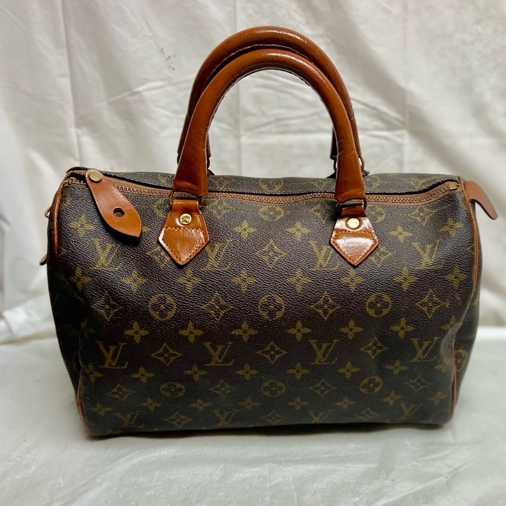 Louis Vuitton Brown Mono Boulogne Boston Speedy 30 Hand Bag 12.5inx8inx…