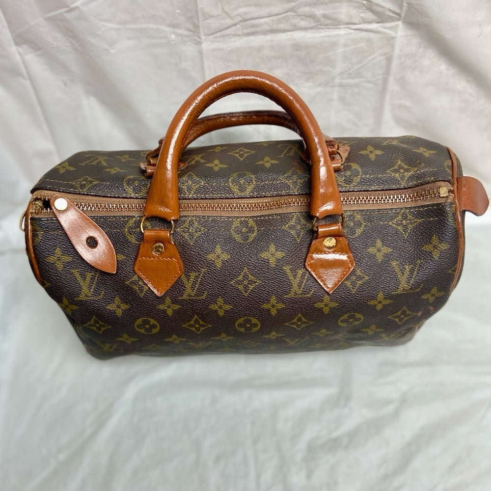 Louis Vuitton Brown Mono Boulogne Boston Speedy 30 Hand Bag 12.5inx8inx…