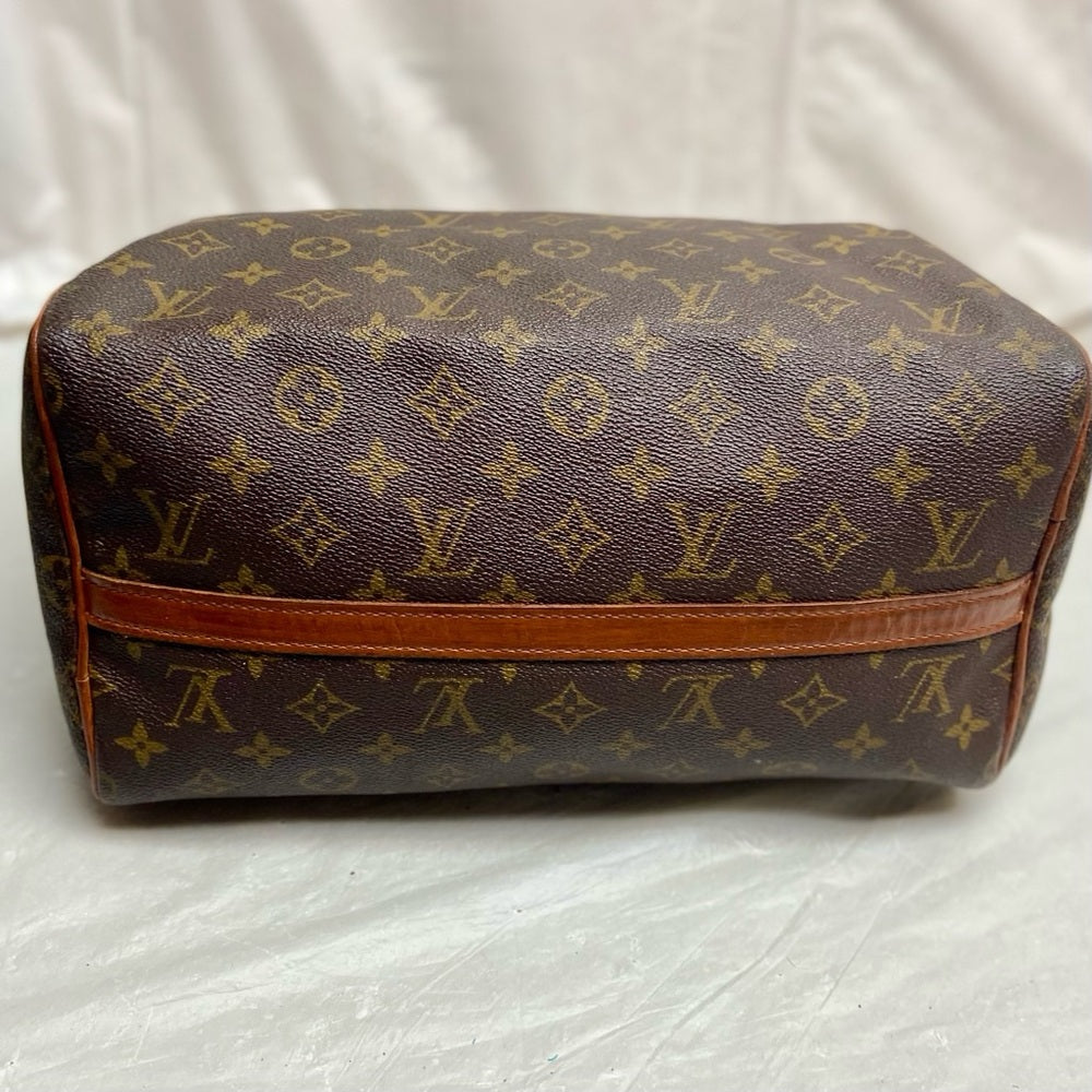 Louis Vuitton Brown Mono Boulogne Boston Speedy 30 Hand Bag 12.5inx8inx…