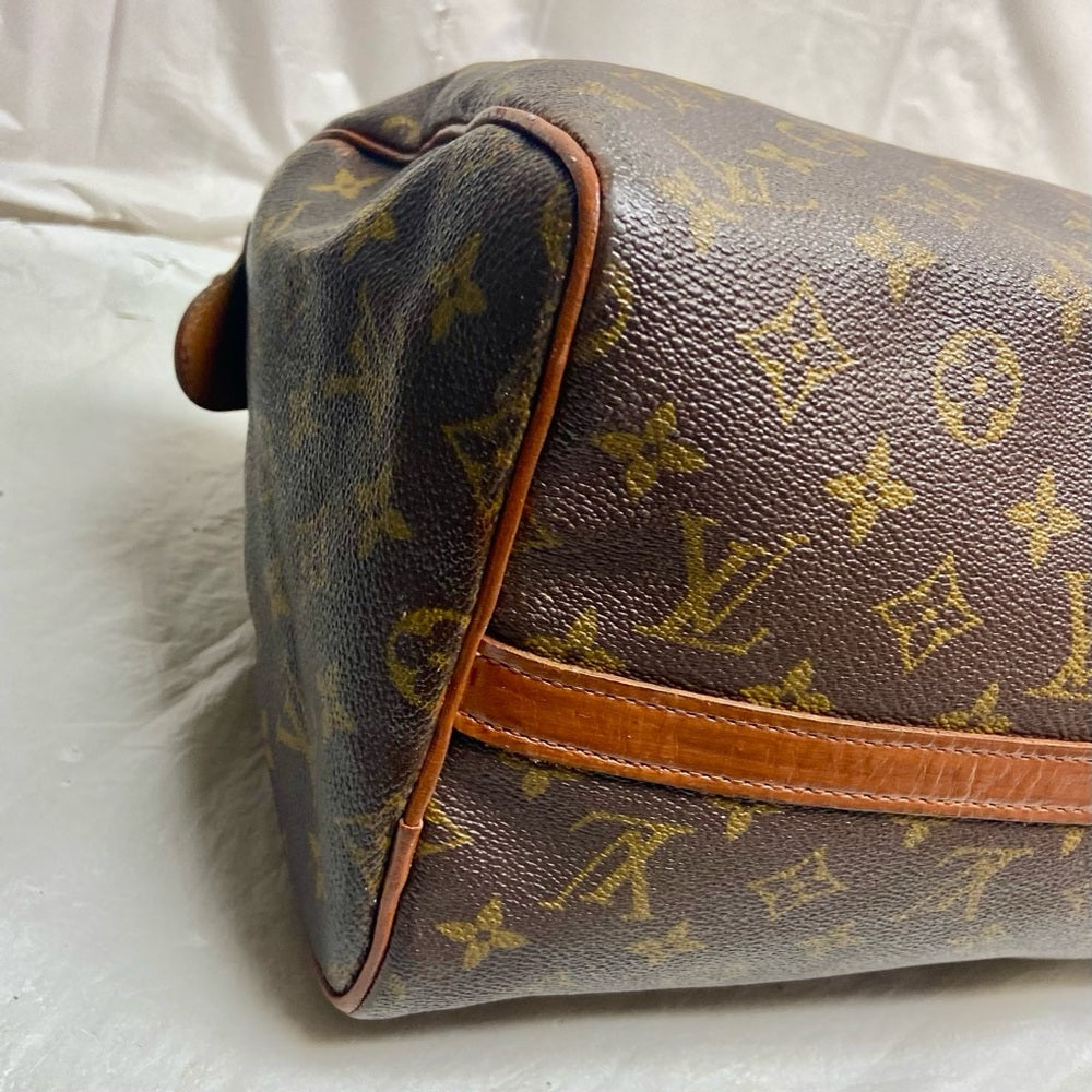 Louis Vuitton Brown Mono Boulogne Boston Speedy 30 Hand Bag 12.5inx8inx…