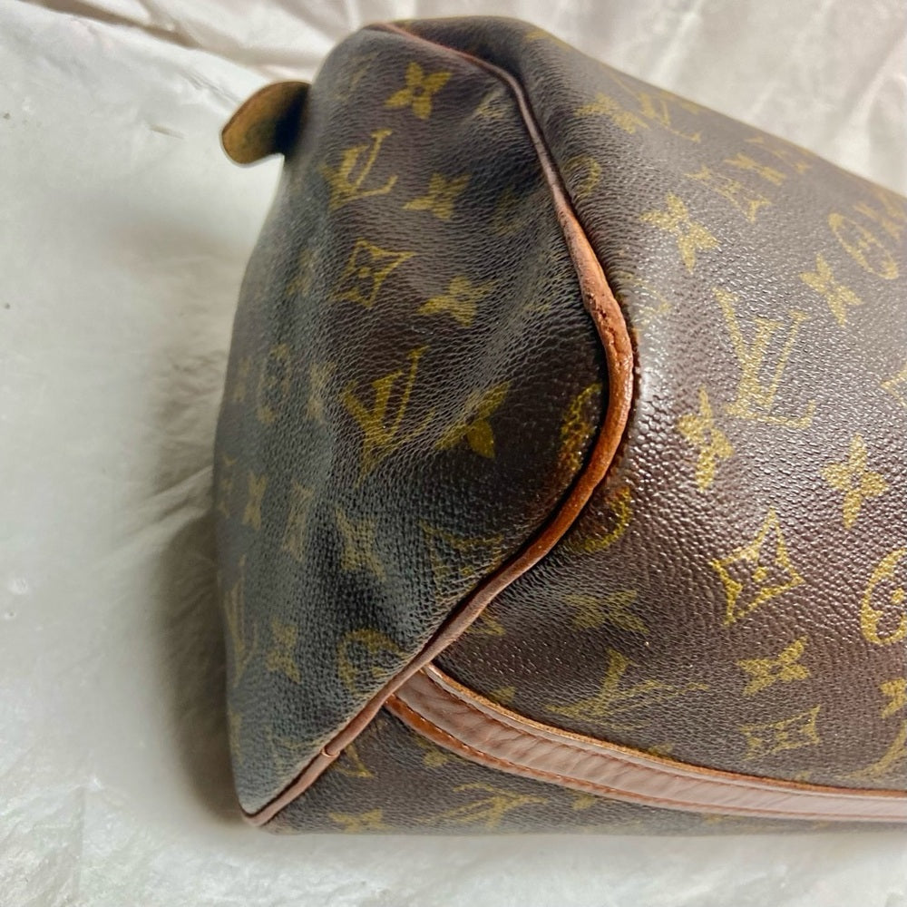 Louis Vuitton Brown Mono Boulogne Boston Speedy 30 Hand Bag 12.5inx8inx…