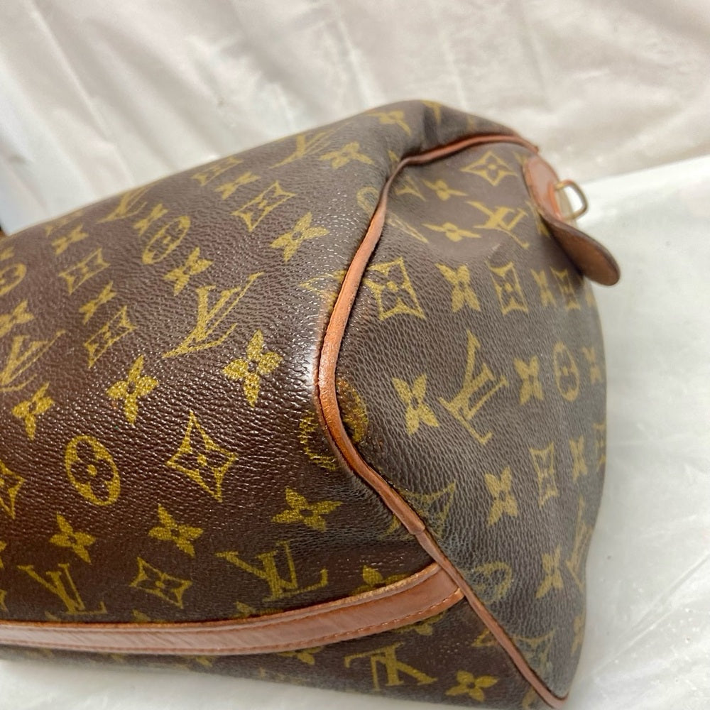 Louis Vuitton Brown Mono Boulogne Boston Speedy 30 Hand Bag 12.5inx8inx…