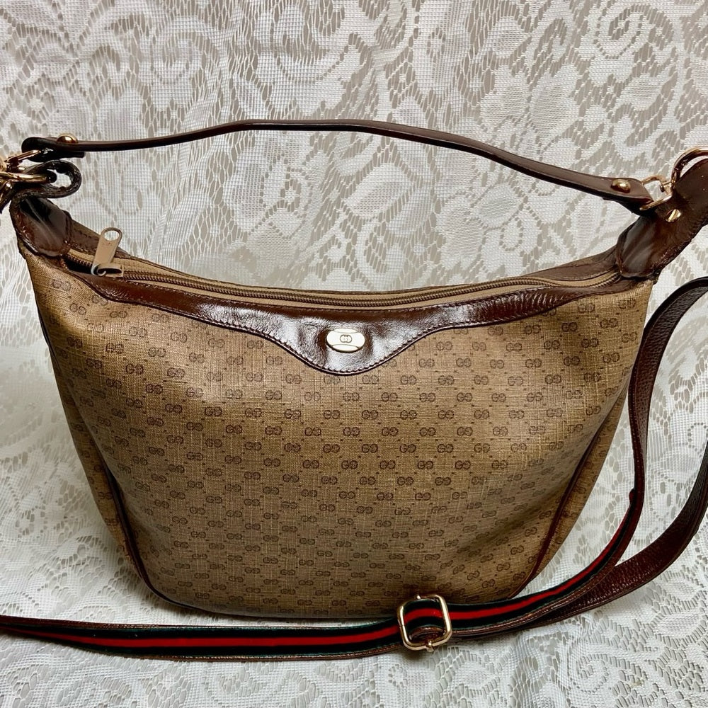 Vintage, Gucci, Handbag with Added Sherry Line Shoulder-Crossbody Strap