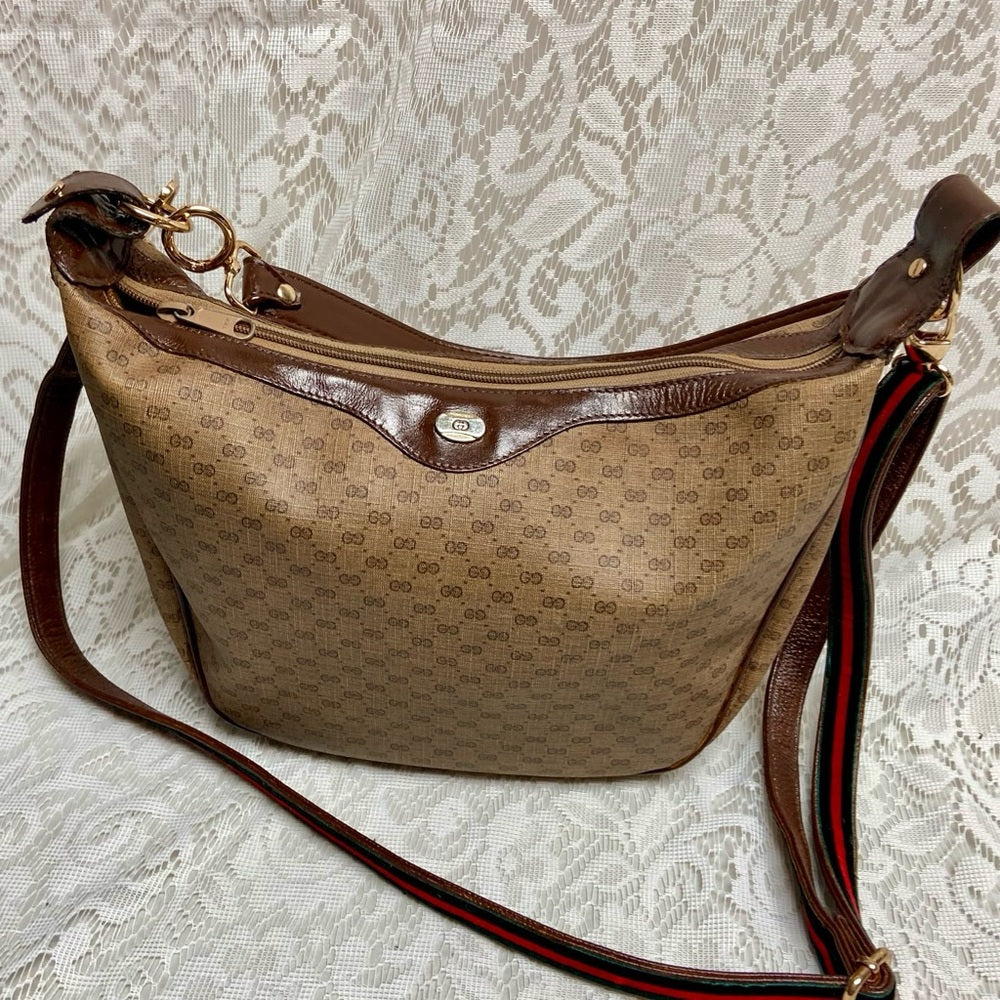 Vintage, Gucci, Handbag with Added Sherry Line Shoulder-Crossbody Strap