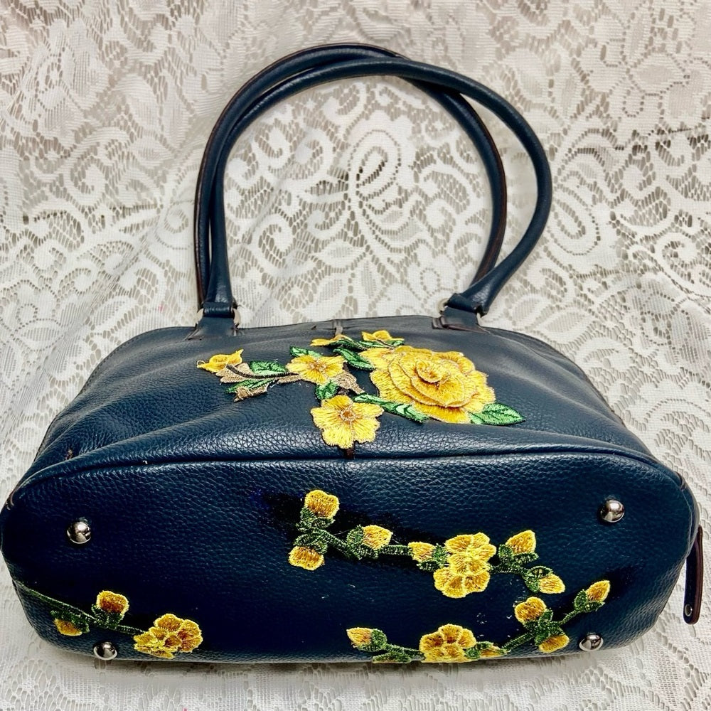 Tiganello Dark Blue Leather Shoulder Bag 12.5in x 9.5in x 5.5in