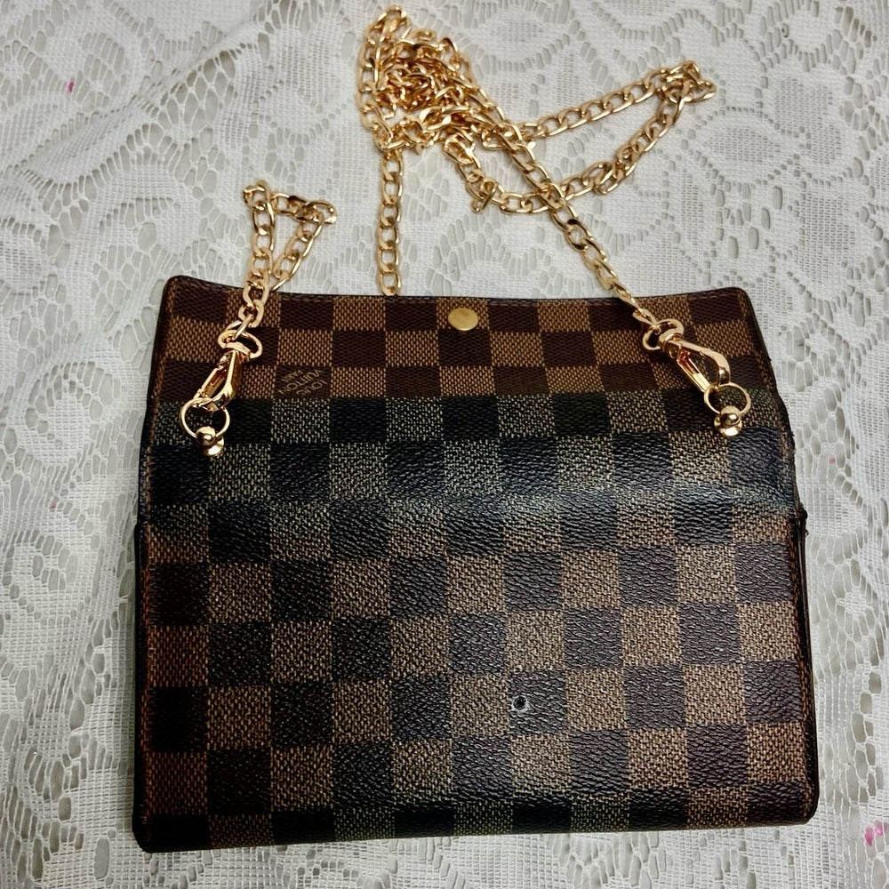 Louis Vuitton, Damier Ebene Long Wallet -Crossbody 7.5in x 4.5in