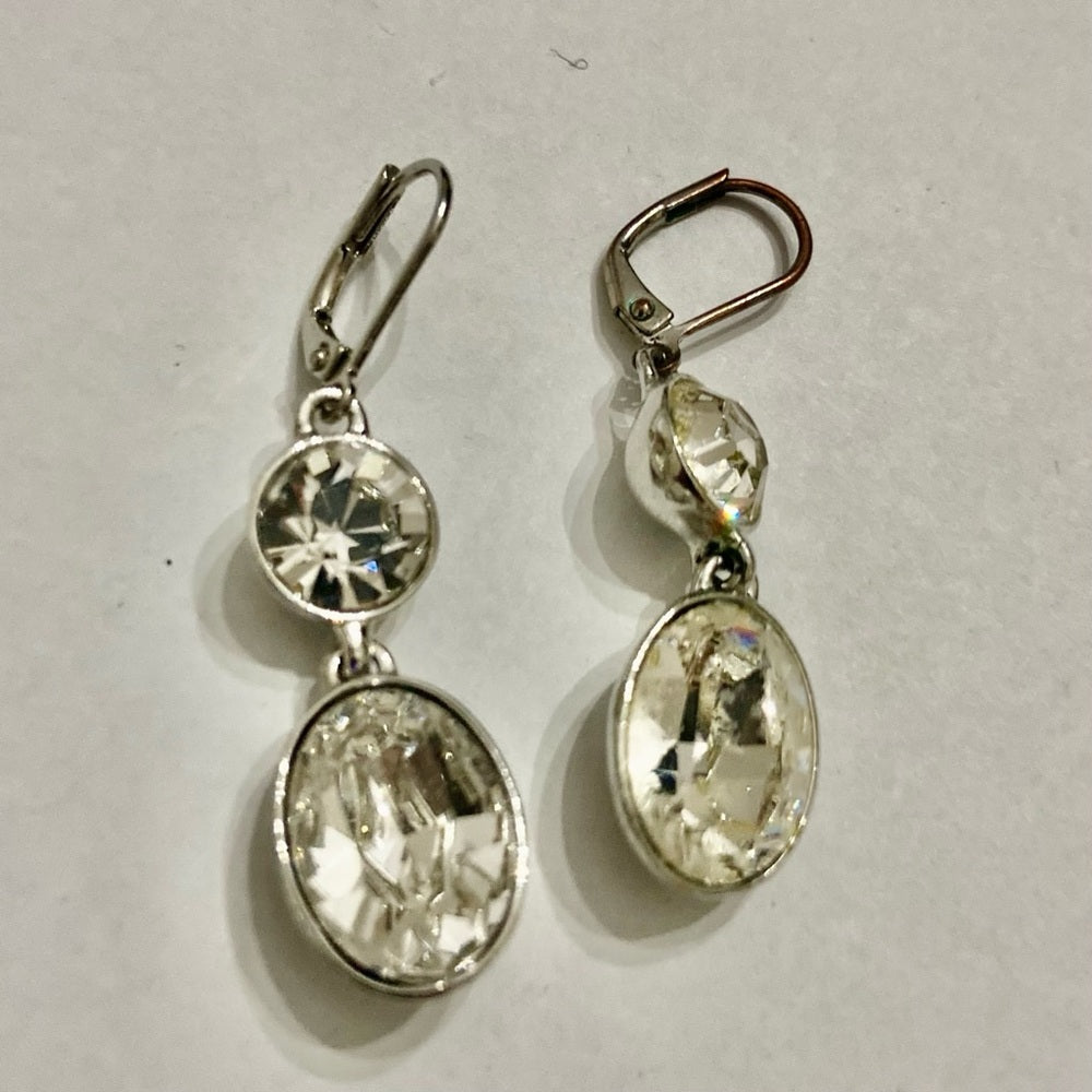Vintage Givenchy Silver Tone Necklace- Chunky Crystals Necklace and Earrings Set