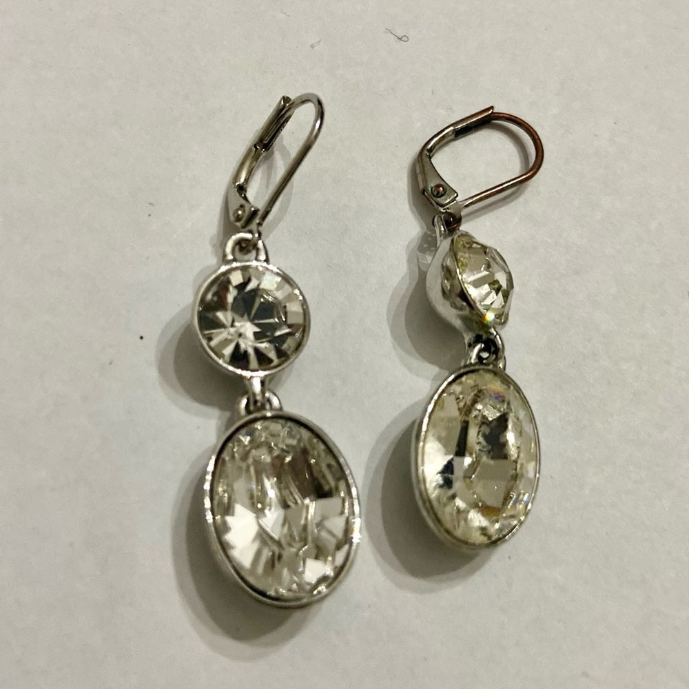 Vintage Givenchy Silver Tone Necklace- Chunky Crystals Necklace and Earrings Set