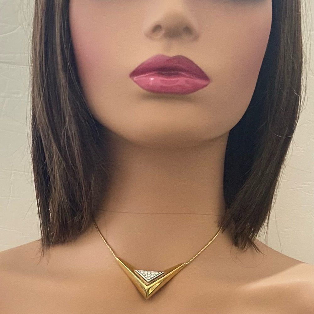 Vintage, Givenchy 1979 Paris- New York Gold Tone w/ Crystal Necklace n Earrings