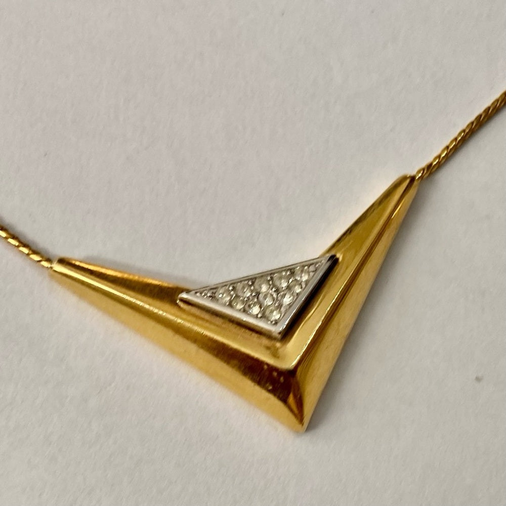 Vintage, Givenchy 1979 Paris- New York Gold Tone w/ Crystal Necklace n Earrings