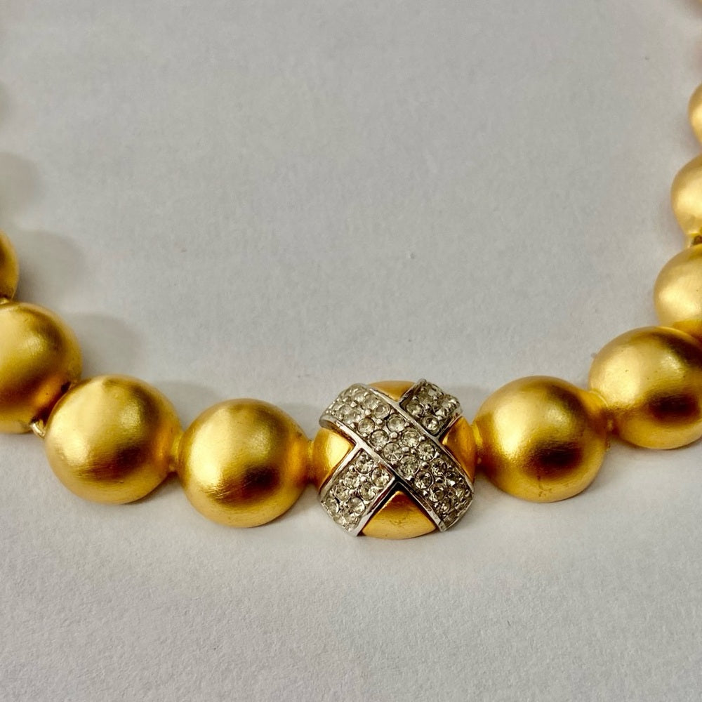 Vintage, Givenchy, Paris, New York Gold 16-inch Chunky Balls/ Crystal Necklace