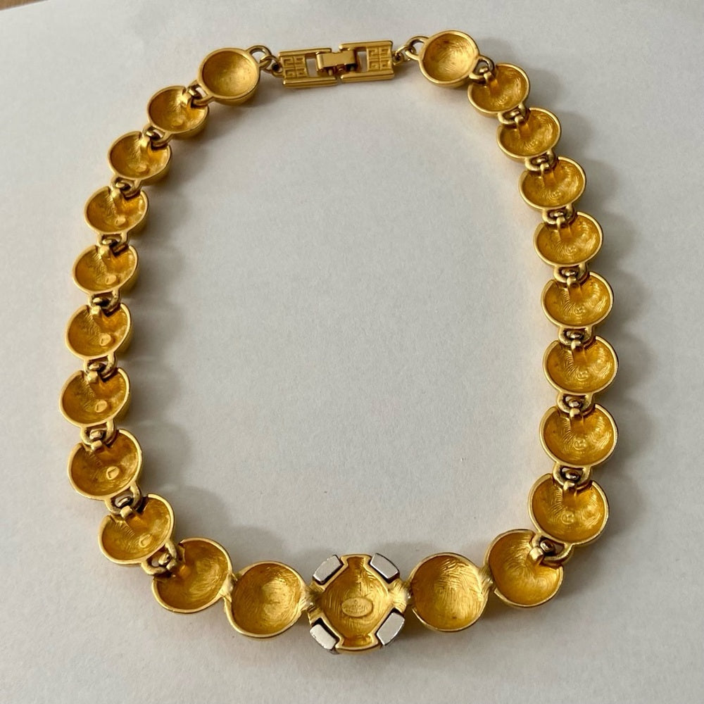 Vintage, Givenchy, Paris, New York Gold 16-inch Chunky Balls/ Crystal Necklace