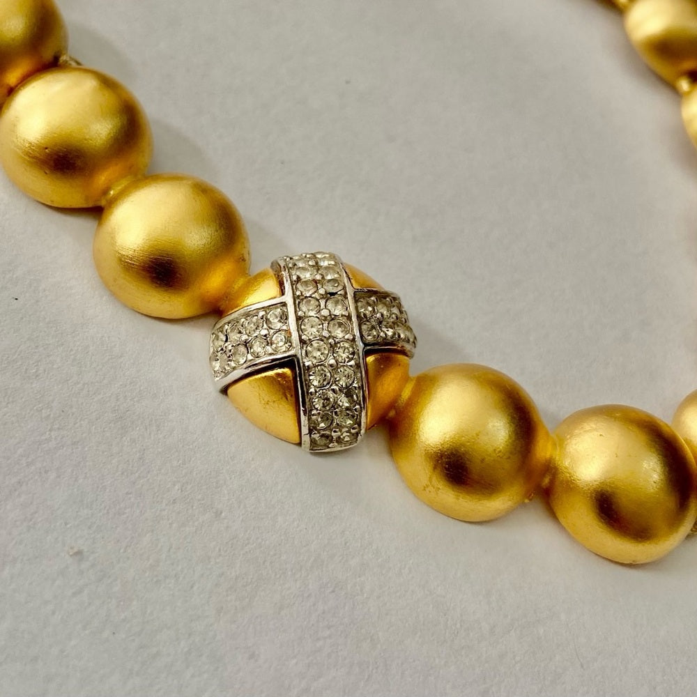 Vintage, Givenchy, Paris, New York Gold 16-inch Chunky Balls/ Crystal Necklace