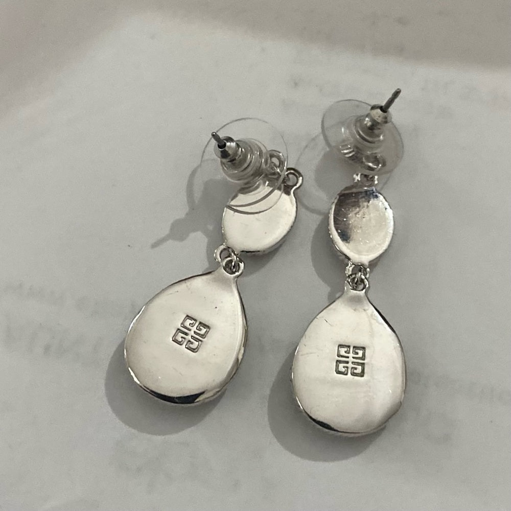 Vintage Givenchy Silver Tone Necklace-Teardrop Crystals Necklace and Earrings