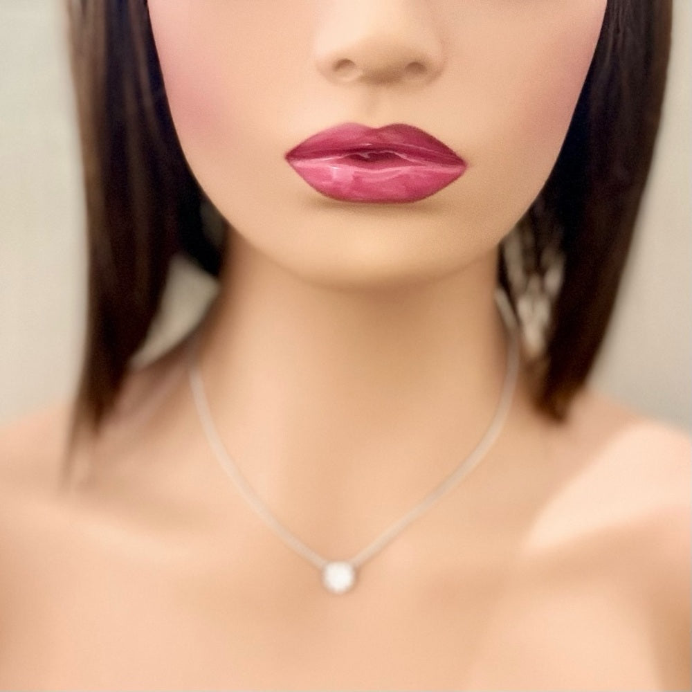 Vintage Givenchy Silver Tone Solitaire Necklace