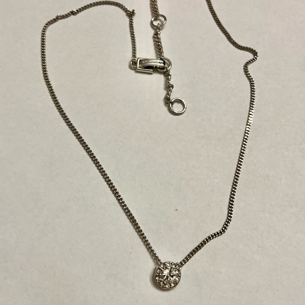 Vintage Givenchy Silver Tone Solitaire Necklace