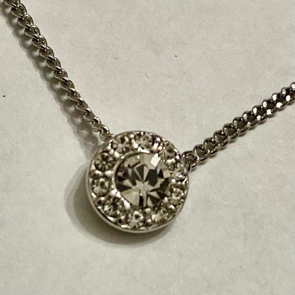 Vintage Givenchy Silver Tone Solitaire Necklace