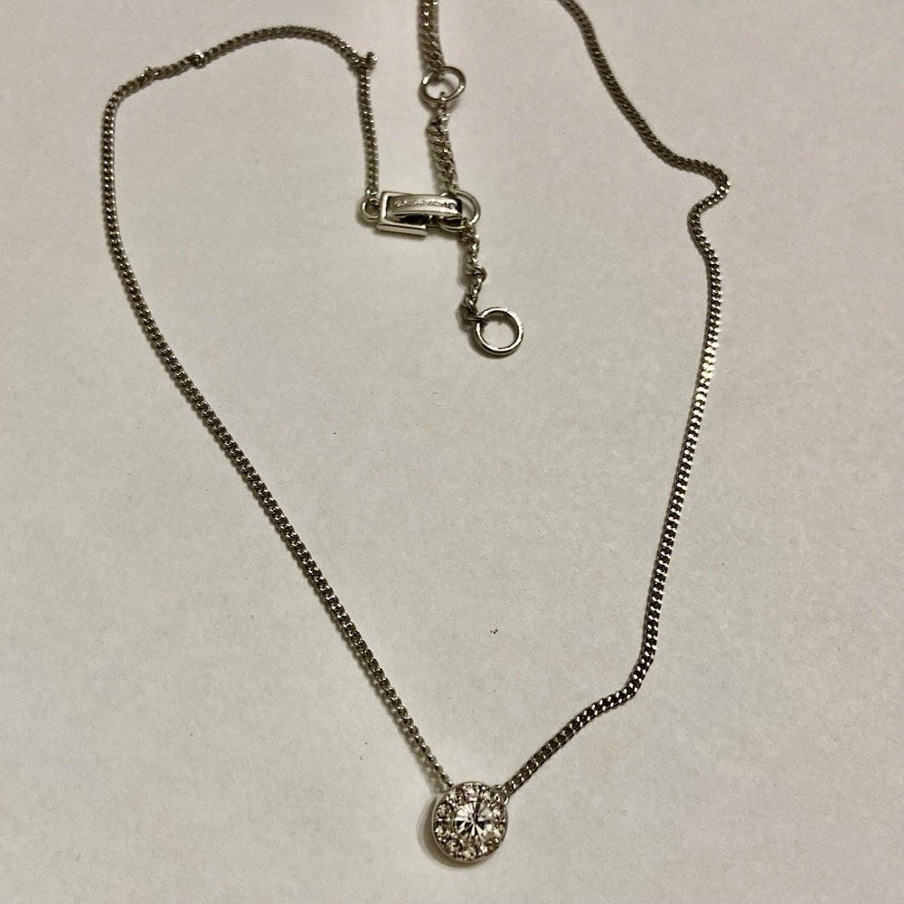 Vintage Givenchy Silver Tone Solitaire Necklace