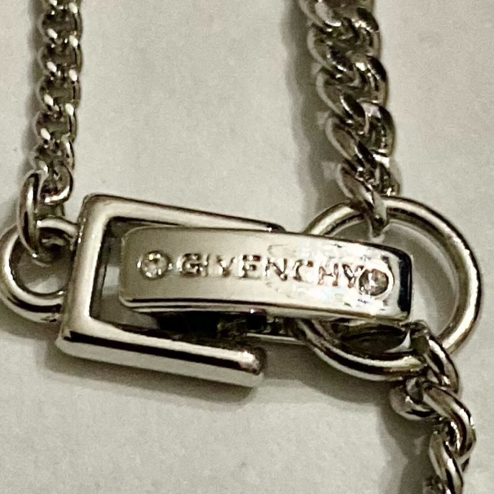 Vintage Givenchy Silver Tone Solitaire Necklace