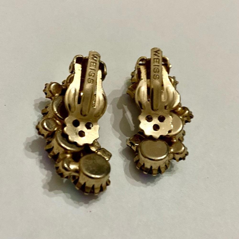 Vintage, Weiss Purple Iridescent Earrings 1 1/2in x 1/2in