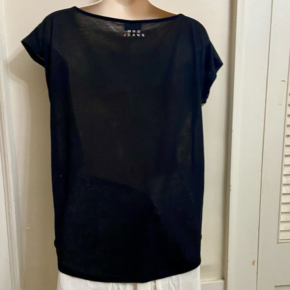 MNG Jeans Black Tiger T-shirt Blouse (M)