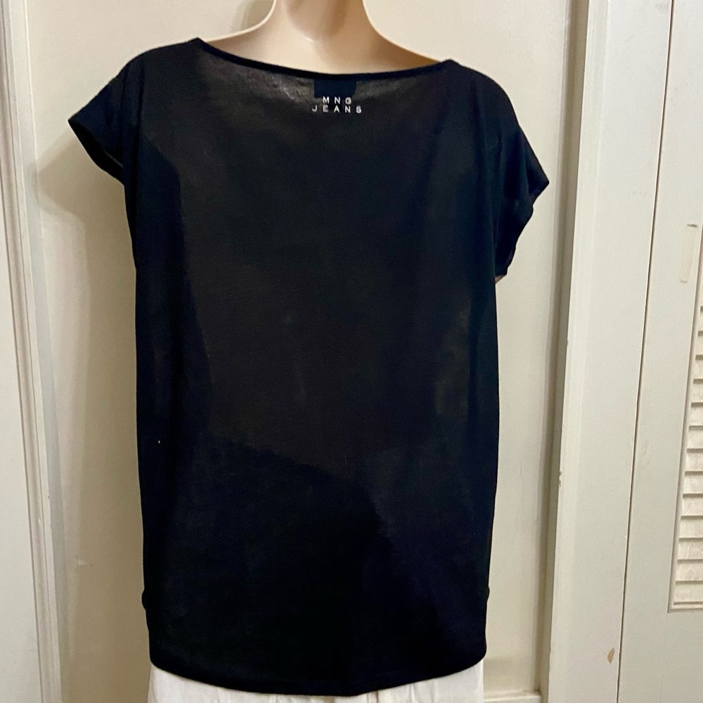 MNG Jeans Black Tiger T-shirt Blouse (M)