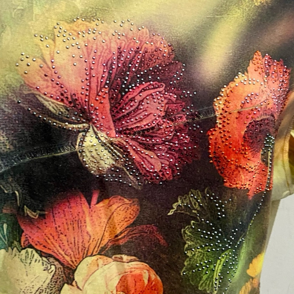 New Directions Yellow Floral Pullover Blouse (XL)