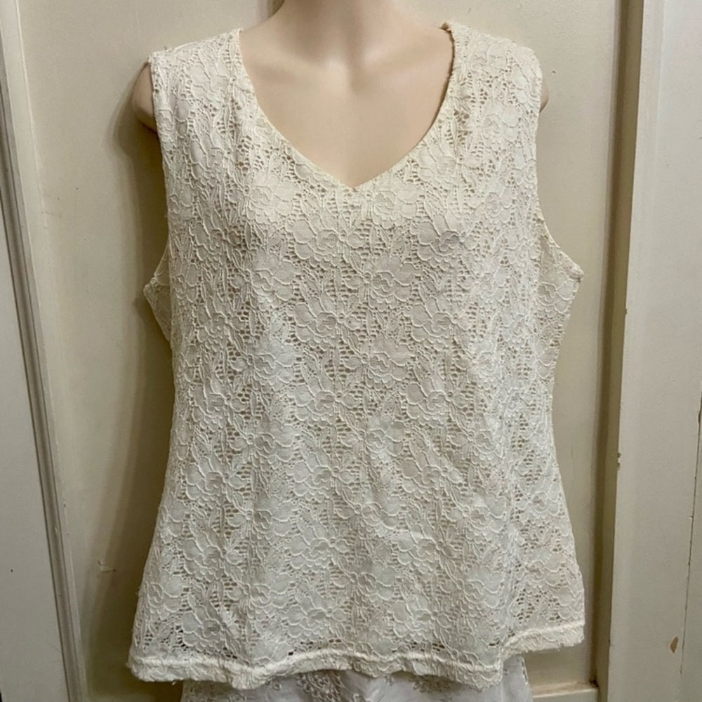 Croft Barrow White Lace Sleeveless Blouse (PL)