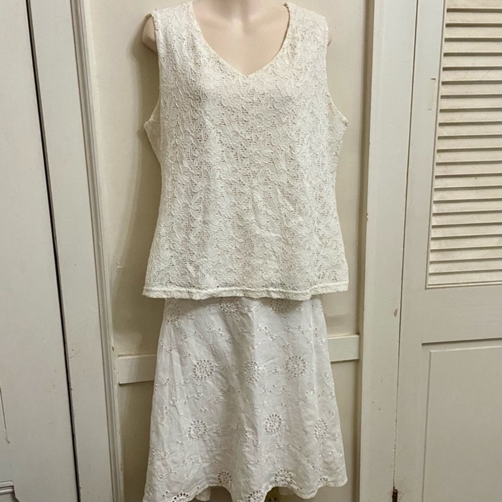 Croft Barrow White Lace Sleeveless Blouse (PL)
