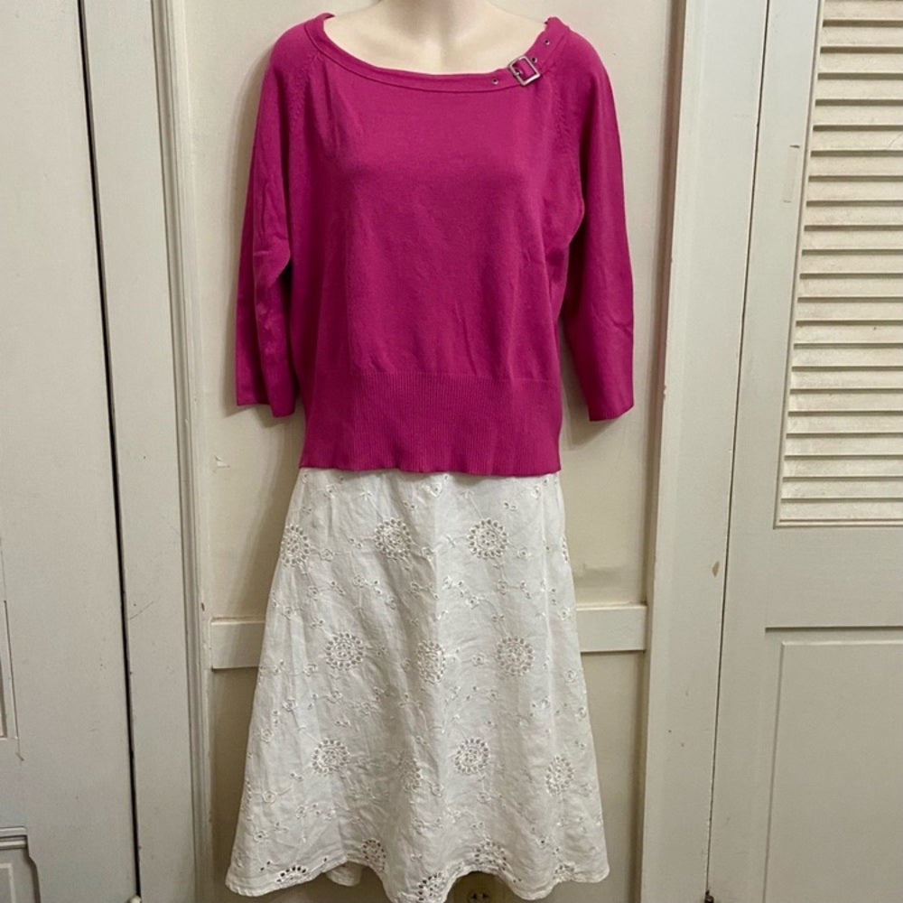 John Paul Richard Pink 3/4 Sleeves Blouse (L)