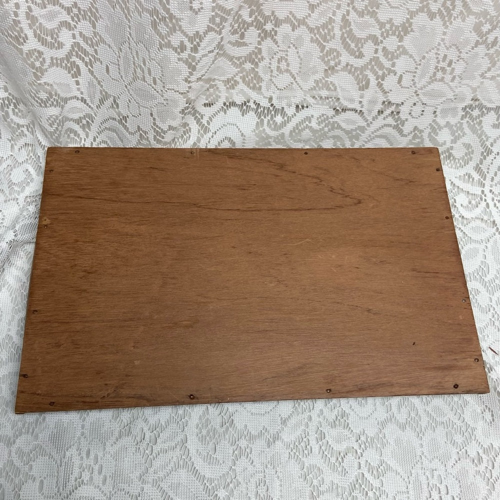 Vintage Polychrome Blue Willow Serving Wooden Tray- 16in x 10in x 2in