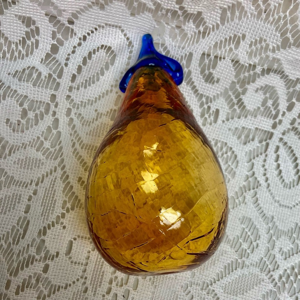 Vintage, Orange Pear Blown Glass Christmas Ornaments
