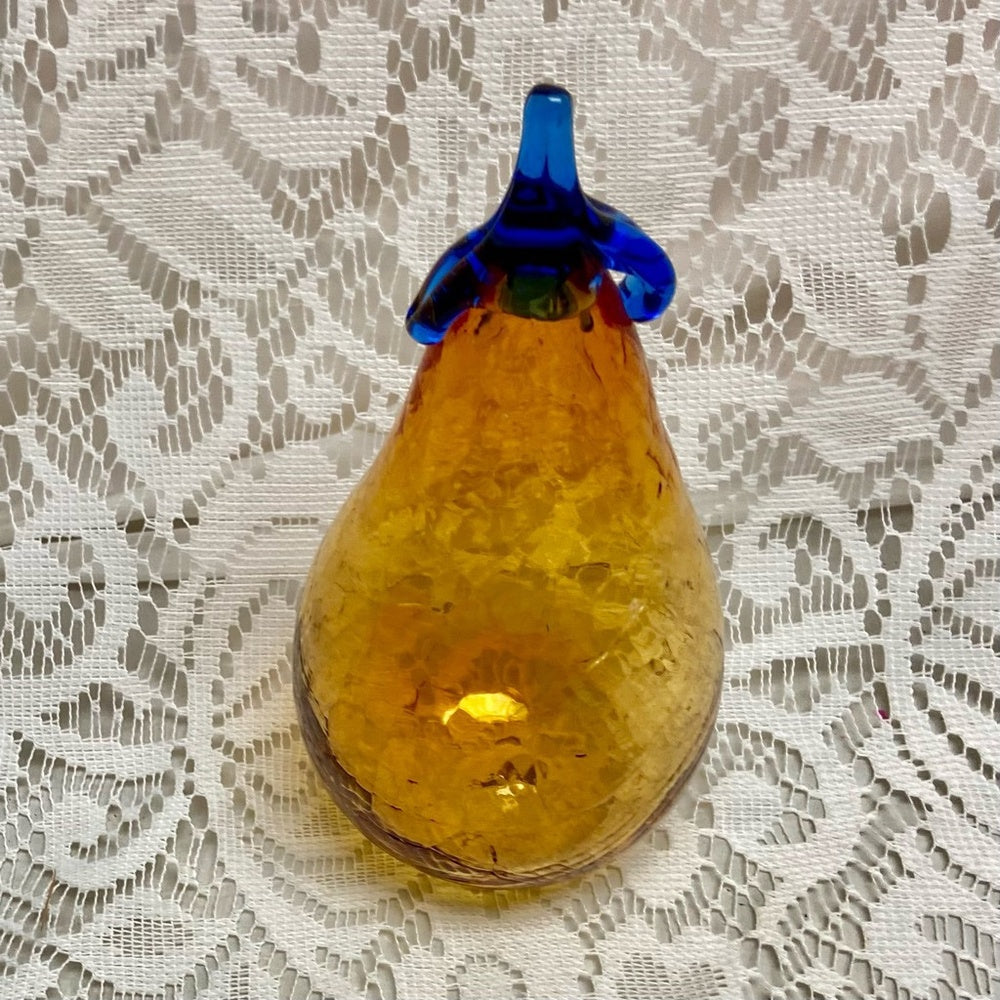 Vintage, Orange Pear Blown Glass Christmas Ornaments