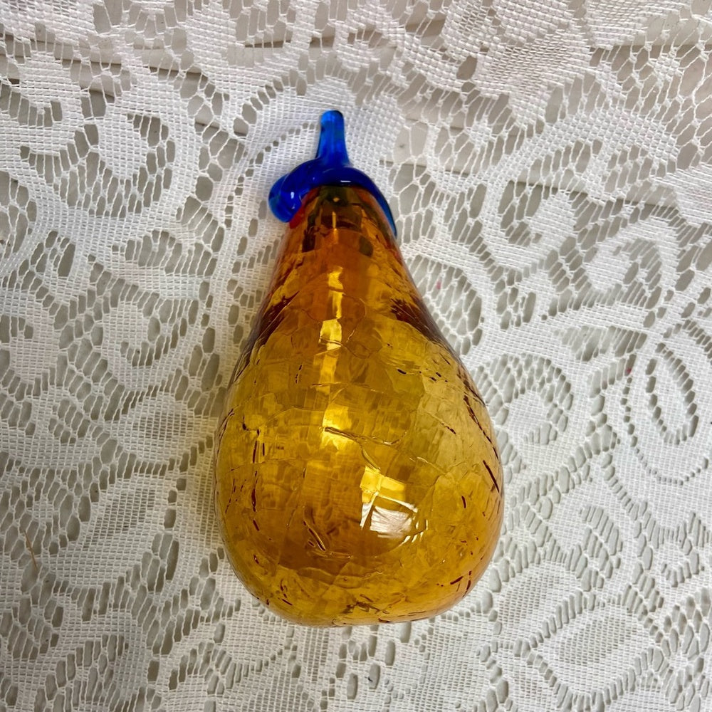 Vintage, Orange Pear Blown Glass Christmas Ornaments