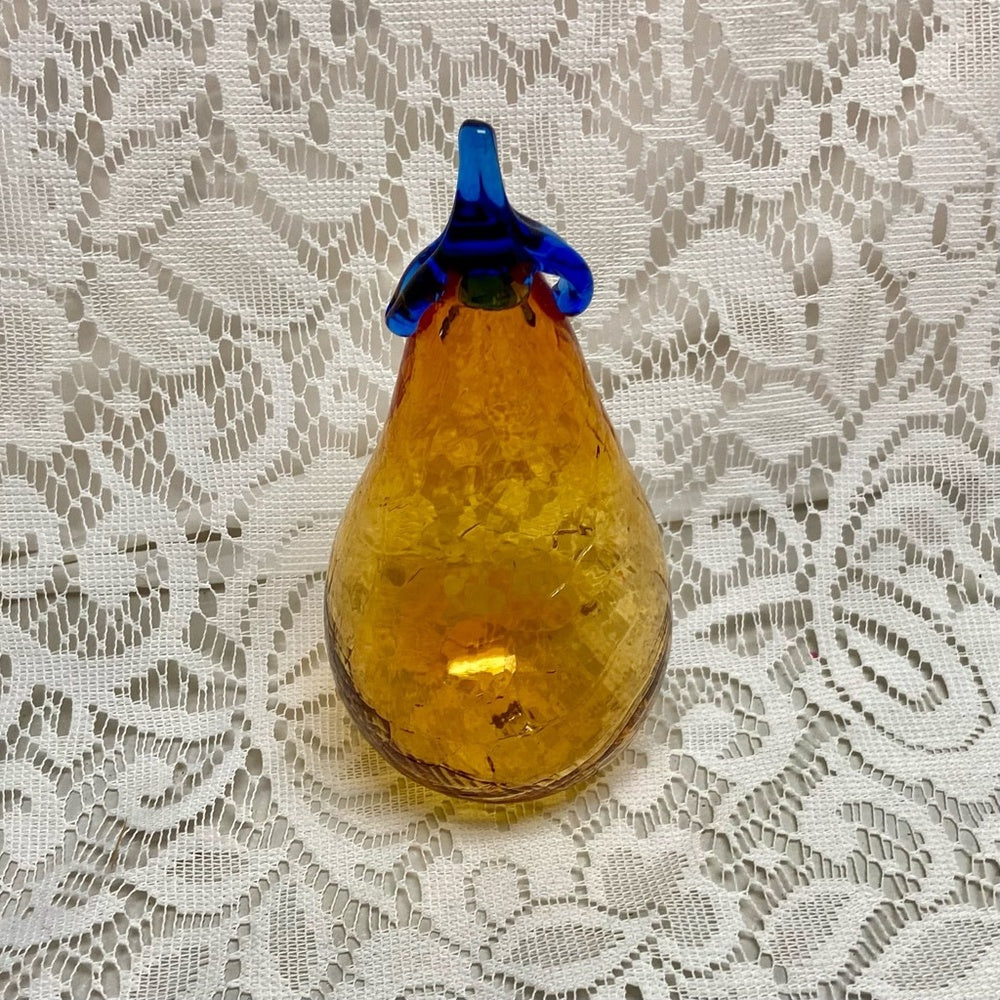 Vintage, Orange Pear Blown Glass Christmas Ornaments