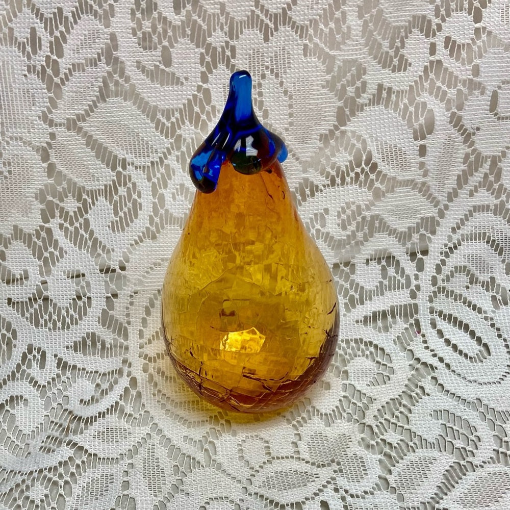 Vintage, Orange Pear Blown Glass Christmas Ornaments