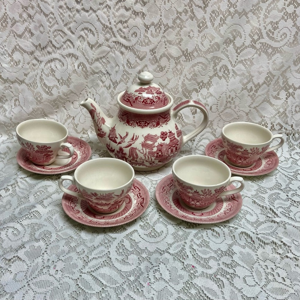 Vintage, Churchill 10pc Red Willow -Tea Set