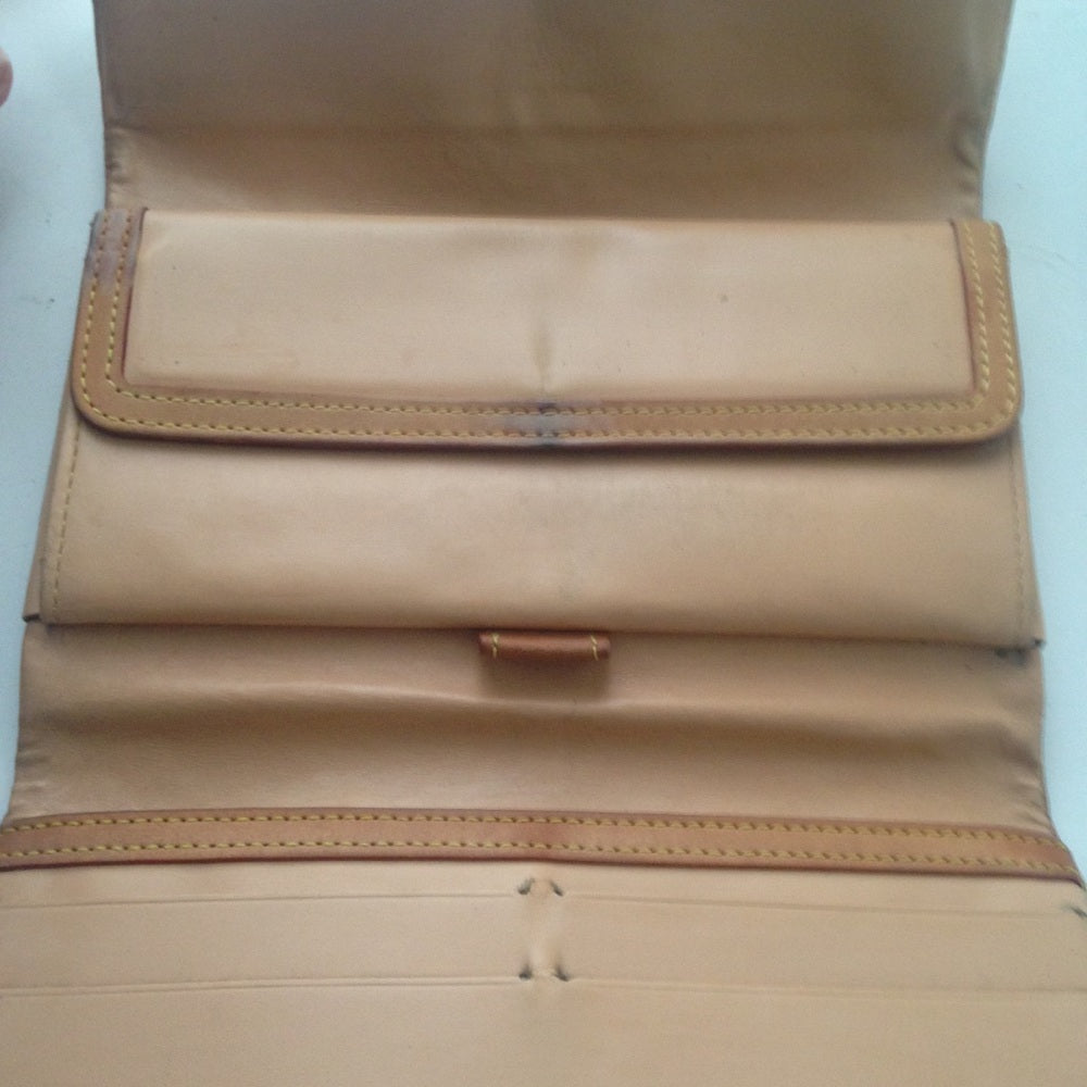 Vintage Authentic Louis Vuitton Black Mono Tri-fold Long Wallet -Crossbody