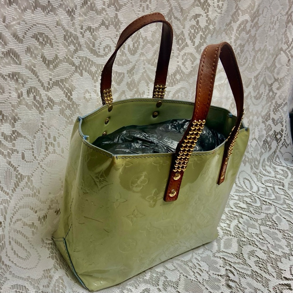 Vintage Louis Vuitton Reade PM Green Vernis Small Tote 11in x 7in x 4in