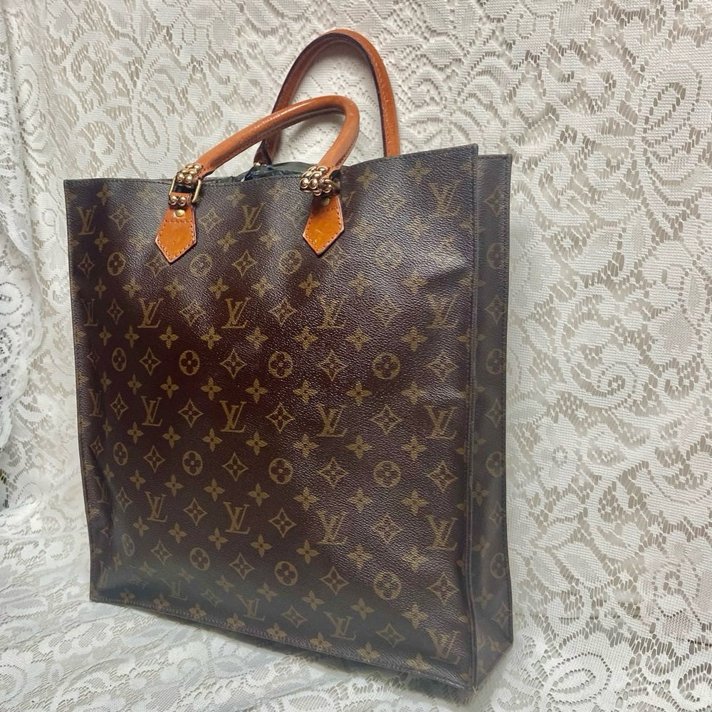 Vintage LouisVuitton BrownMono Coated Canvas Sac Plat Tote