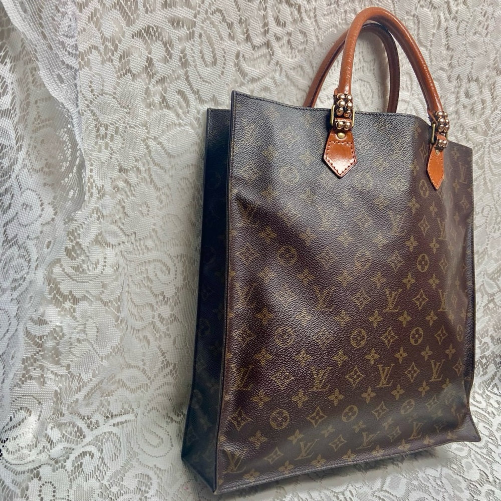 Vintage LouisVuitton BrownMono Coated Canvas Sac Plat Tote