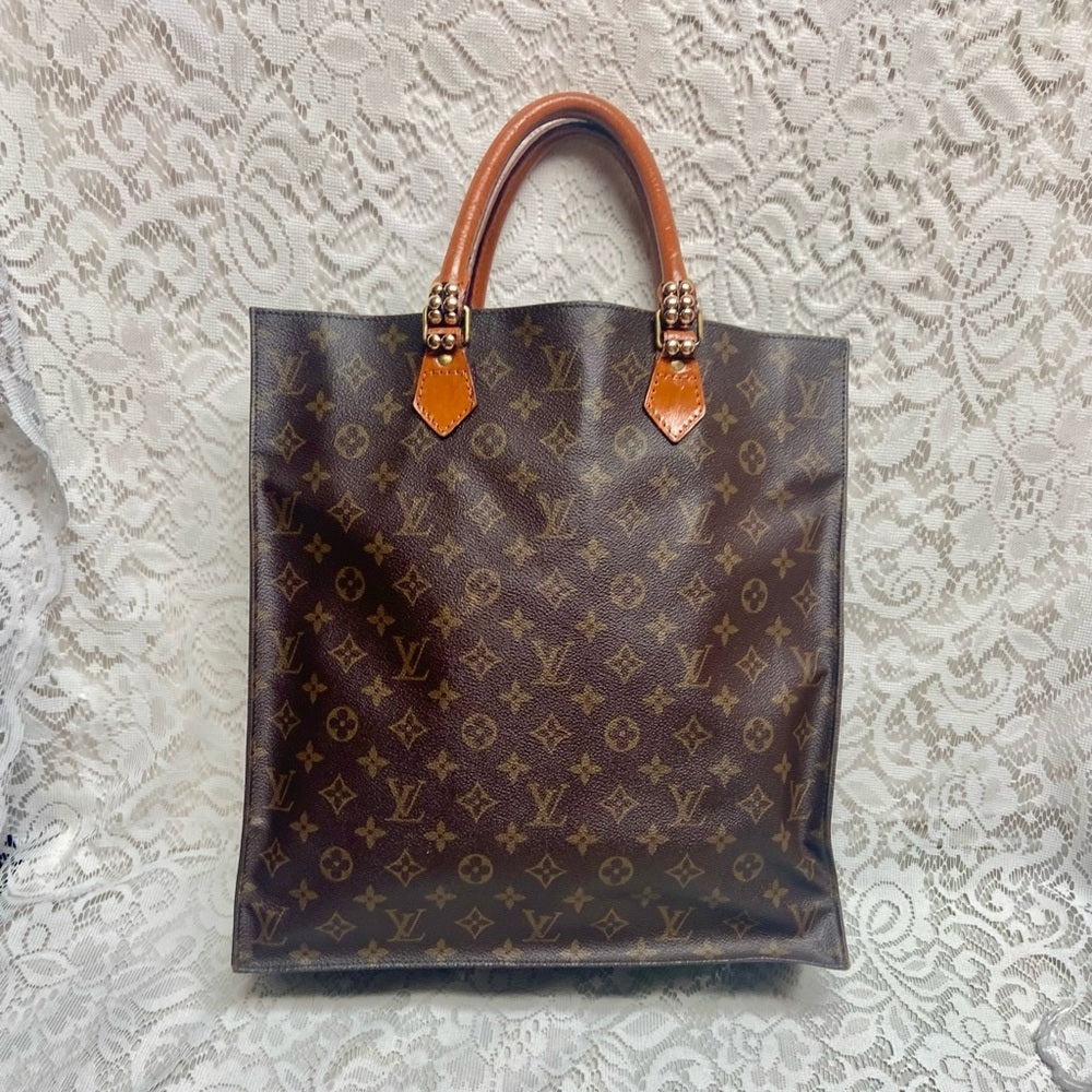 Vintage LouisVuitton BrownMono Coated Canvas Sac Plat Tote