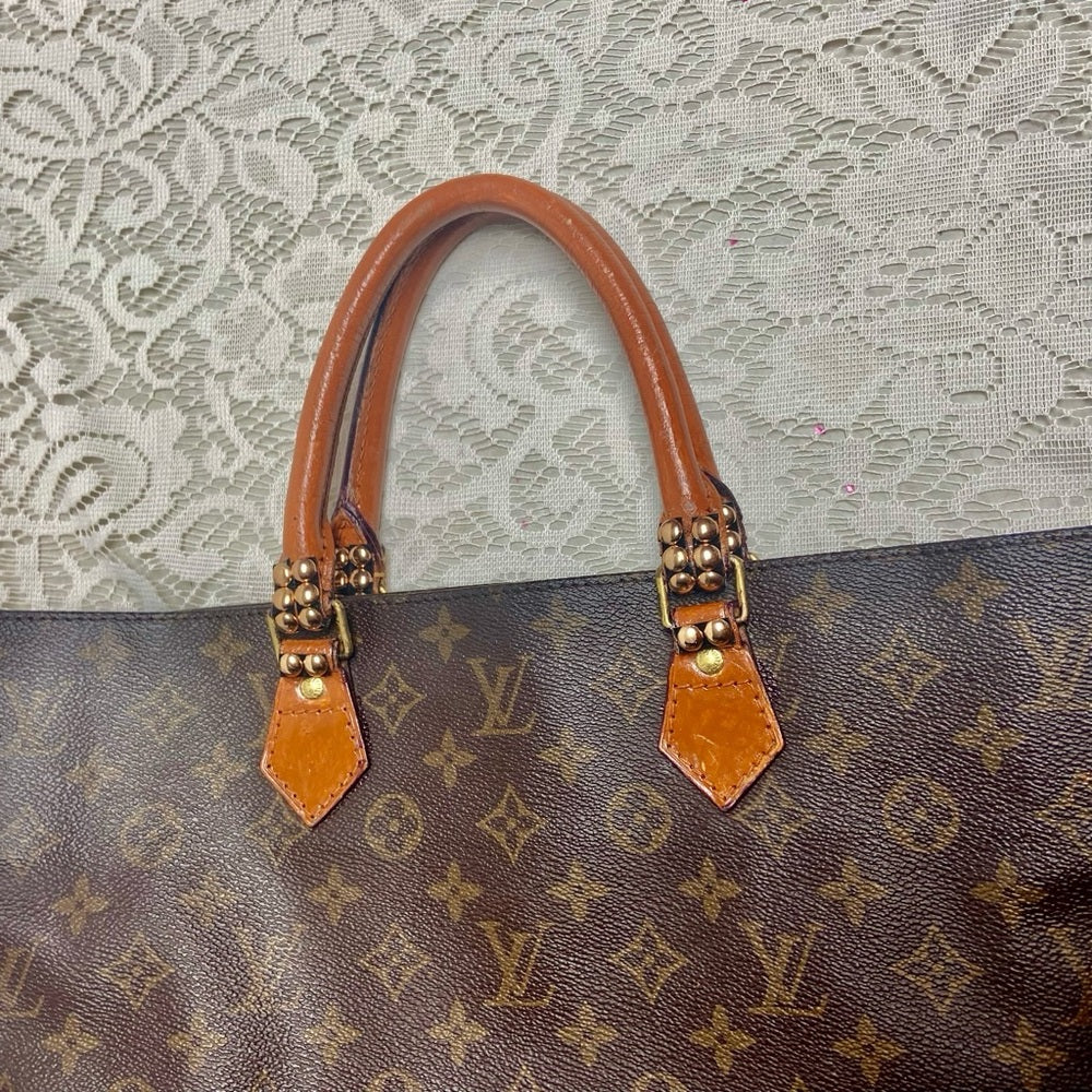 Vintage LouisVuitton BrownMono Coated Canvas Sac Plat Tote