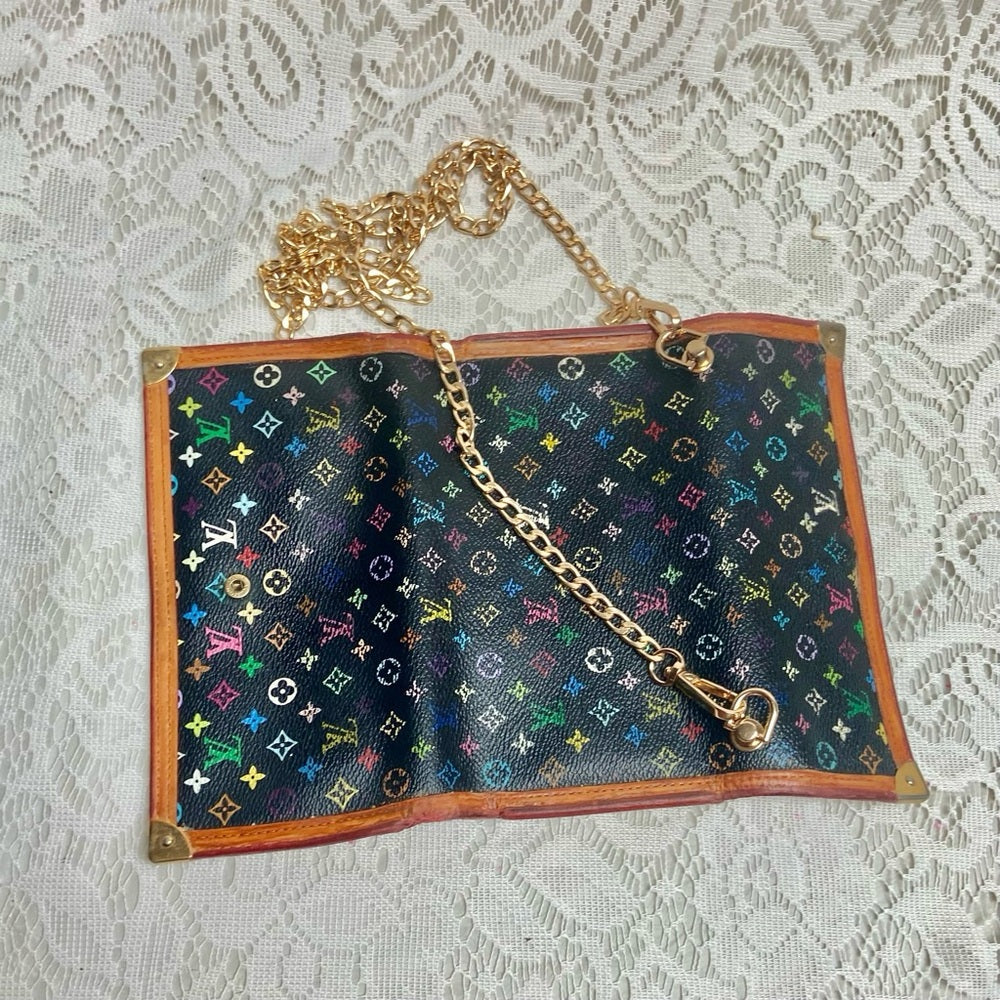 Vintage Authentic Louis Vuitton Black Mono Tri-fold Long Wallet -Crossbody