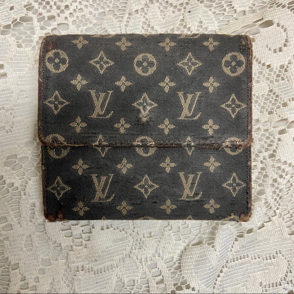 Vintage Louis Vuitton Brown Min-Lin Men- Unisex Compact Wallet