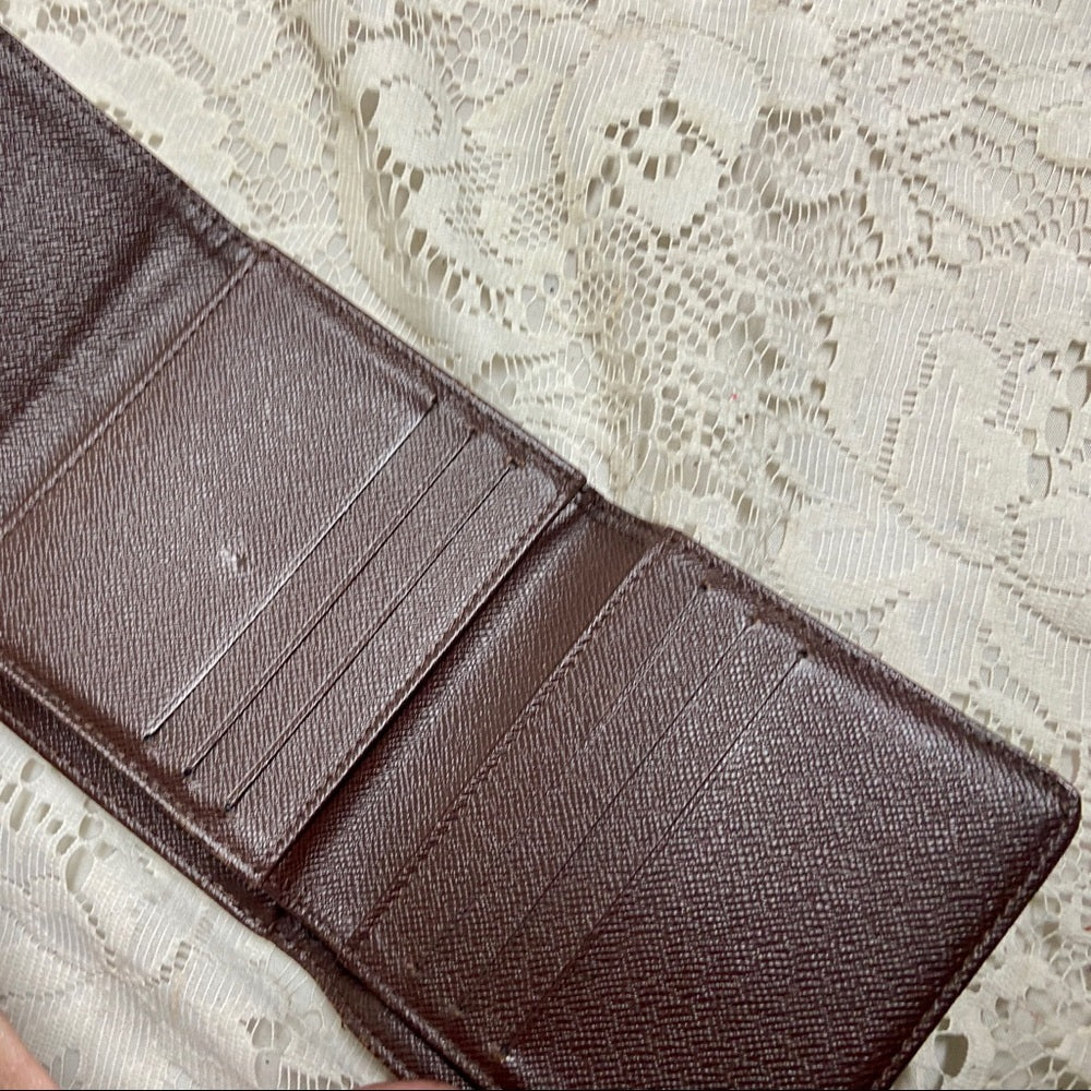 Vintage Louis Vuitton Brown Min-Lin Men- Unisex Compact Wallet