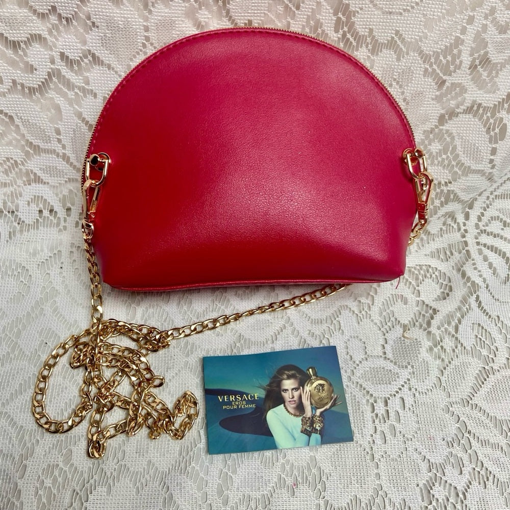 Versace Dark Pink-Red Pouch -Crossbody Bag 7.5in x 6in x 2.5in