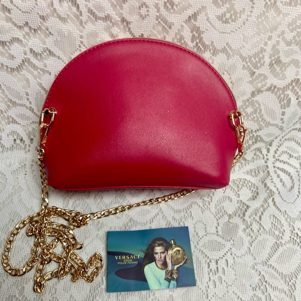 Versace Dark Pink-Red Pouch -Crossbody Bag 7.5in x 6in x 2.5in